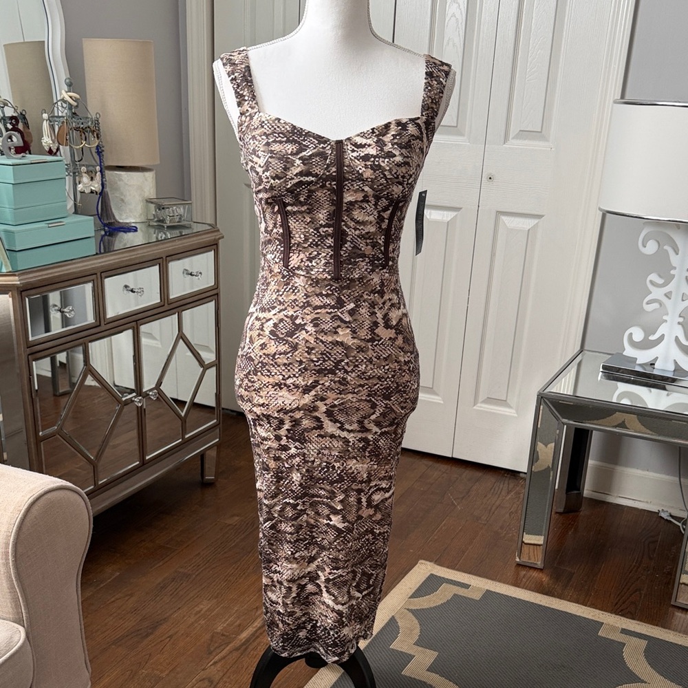 Dazzling Snake Print Midi Dress - Small by Derek Heart ❤️ LOVE